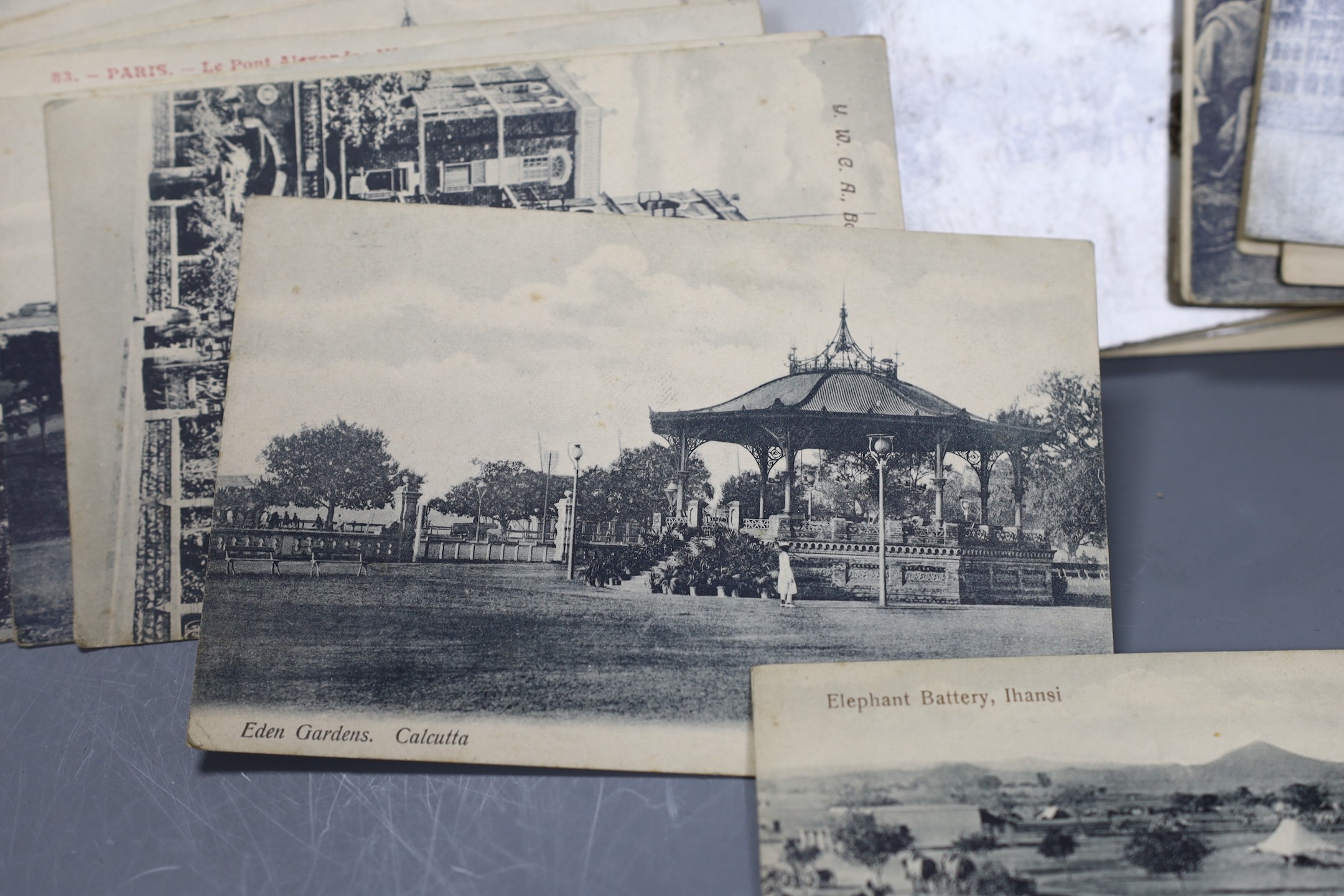 Carte du Viste and Edwardian and later postcards including India, British army etc.